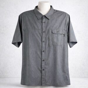 NWOT Mens Size Large Gray Shirt Stoic Button Down Short Sleeve